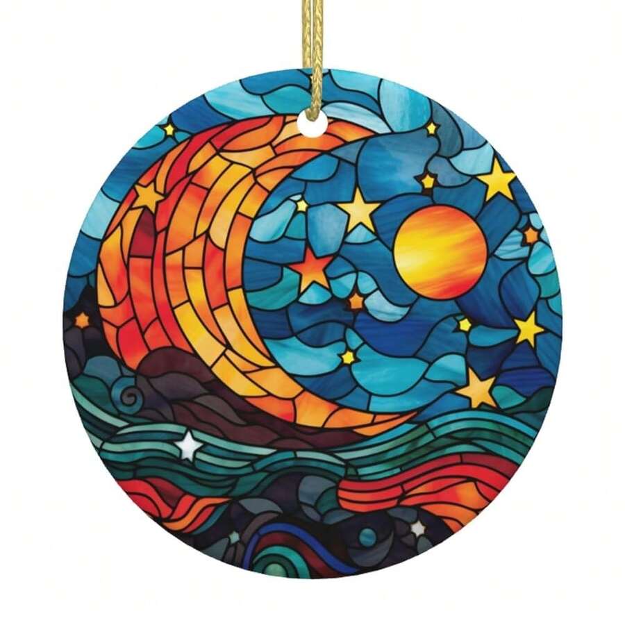 Stars Ceramic Christmas Hanging Ornament For Xmas Tree Wedding Holiday Party Home Decor - 星月 - 查看 1