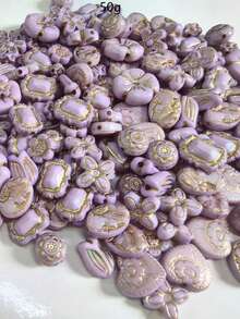 树脂复古ins风水水洗刷彩系列珠子外星人珠，DIY手工饰品珠子项链、手链、手机链材料 - 彩色 - 查看 16