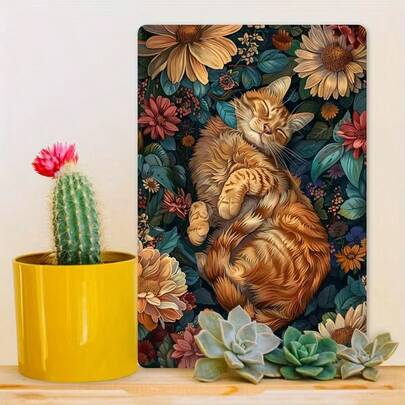 1 2D Flat Metal Sign, Retro "Welcome To The Bathroom" Cute Cat Themed Wall Art Decoration, 812 Inches, Waterproof Pre Drilled Hole, Suitable For Bathrooms, Toilets, Dressing Rooms, Gifts For Cat Owners And Pet Enthusiasts