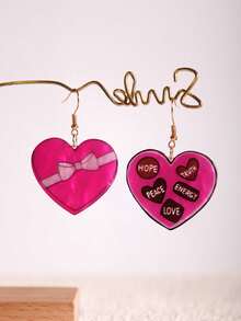 Ladies' New Cute Cartoon, Fashionable Jewelry, Heart-Shaped Gift Box, Valentine's Day Gift, Acrylic Resin Animal Lover Pendant, Ladies' And Girls' Earrings, Summer And Winter Vacation Beach Party Gifts, Couple Gifts, Valentine's Day Earrings - Multicolor - View 1