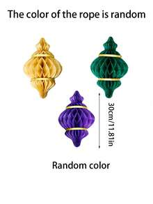 3件套纸质蜂窝球吊坠，星月造型挂饰，创意优雅灯笼圣诞装饰几何镂空挂件，中秋节装饰，冬季家居装饰，开斋节装饰，斋月装饰 - 彩色 - 查看 7