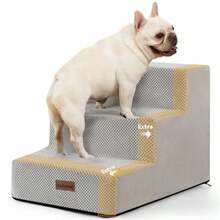 Escaleras para perros y gatos pequeños 3 pasos extra anchos antideslizantes para mascotas para sofá silla y silla gris claro 15.7 pulgadas de alto - Gris Claro - Ver 8