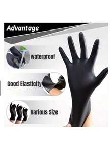 100-Ct Boxed Gloves; Latex-Free Cleaning Gloves; Nail Art, Tattoo, Hair Salon, Garden, Beauty Salon Use;Too Artist; Beautician; Hair Dye; Styling; Epoxy Resin Work Gloves; Powder-Free; Home, Office, Professional Use. - Black - View 8