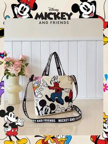 Disney 迪士尼官方授权 1 件装 Lilo & Stitch 印花青少年书包/糖果包/午餐包，顽皮史迪奇卡通图案，学生可爱手提包，日常使用，休闲帆布单肩包，方便携带 – 适合学生/大学生/青少年/年轻人/Z世代日常/购物 - 彩色 - 查看 11