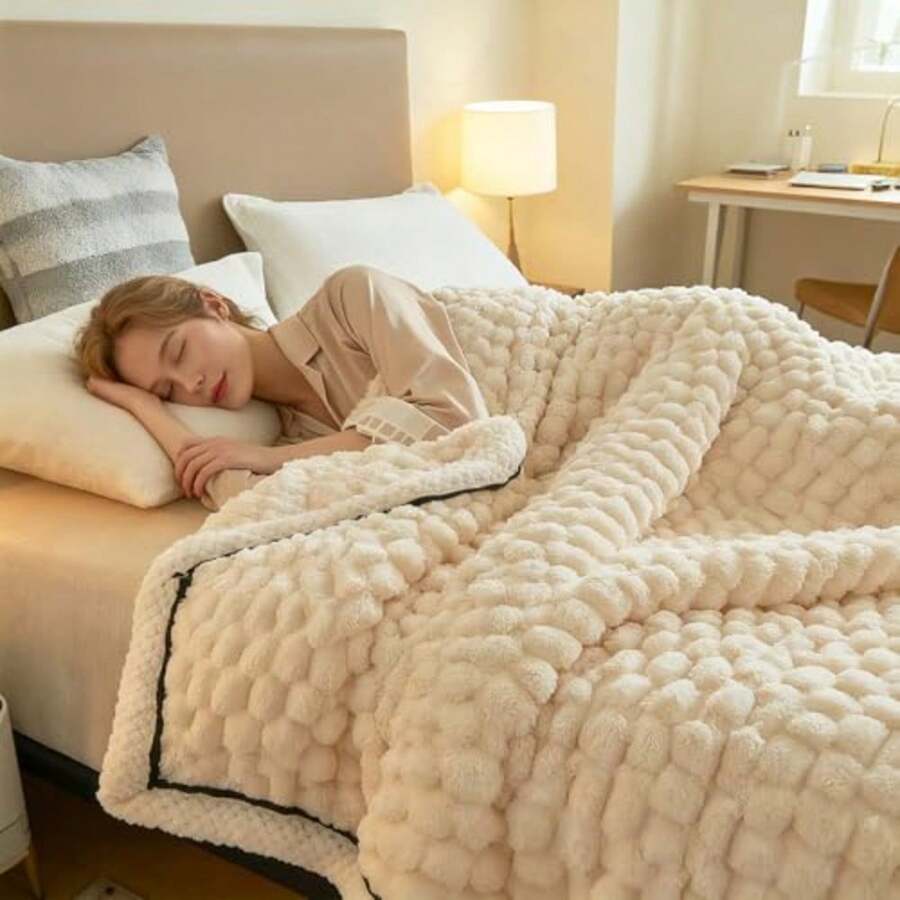 CYPNAKASENKO Alta Cobija de Franela Manta de 100% Poliester Ultrasuave Cobija Suave y Caliente de Forro Polar para Cama Sofa imprescindible para la calefaccion. Beige 180x200cmFashion - Beige - Ver 1