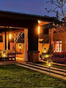 1/4/8/12pcs Solar Torch Lights, Outdoor Lighting, Realistic Flickering Flame Effect, Waterproof LED Lights, Suitable For Yard, Patio, Lawn, Landscape, Halloween, Christmas Party Decor, Solar Outdoor Lights, Solar Torch Lights With Flickering Flame, Solar Outdoor Lights, Garden Solar Outdoor Lights - 黑色 - 查看 5