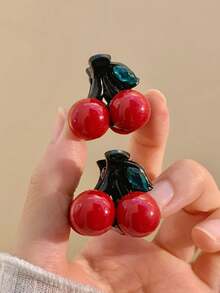 2pcs Women's Red Cherry Princess Hair Clips, New Bangs Top Clips, Versatile Mini Hair Claw, Suitable For Daily Use