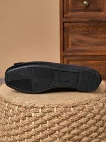 WHDXY 女士方头法式平底蝴蝶结软底休闲乐福鞋，时尚女士平底鞋，春季新款百搭套脚芭蕾平底鞋，软底莫卡辛鞋 - 靜夜黑色 - 查看 7