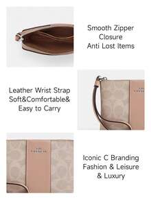 Coach Women's Classic Letter Pattern PVC Wallet Wristlet Clutch, Small Size, With Zipper - Pink - View 6