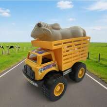 Juguete de Camión de Carga Amarilla con Figura de Toro/Buey, Camión de Granja para Niños con Neumáticos Grandes, Vehículo de Juguete
