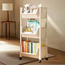 Thickened Multi-Layer Storage Cart, Multifunctional Storage Rack, Non Electric, Easy To Move, Convenient For Storage, Wheeled Mobile Storage Rack, 3/5 Layers, Suitable For Book Storage Racks In Living Rooms, Bedrooms/Dormitories, Bedside Carts, Practical Carts, Christmas Gifts - 3層白色 - 查看 3