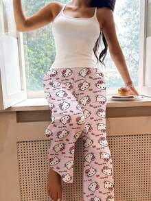 Sanrio 1pc Hello Kitty Printed One-Piece Pajama Pants, Cute Sleepwear For Women, Y2K Style, Suitable For Autumn And Winter