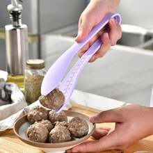 1Pcs Pinzas de Silicona para Parrilla, Pinza de Pan Antiadherente, Resistente al Calor, para BBQ, Ensalada, Cocina y Servir - Gris - Ver 4