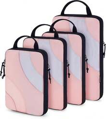 ¡RecomendadoBAGSMART Cubos de Embalaje de Compresión para Viaje, Juego de 6 Cubos de Embalaje de Viaje para Maletas, Juego de Bolsas Organizadoras de Equipaje de Compresión, Organizadores de Embalaje Ligeros Rosa¡Top de Temporada - 03-Negro - Ver 13