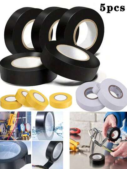 YITAPE 5 Rolls Professional Waterproof Black Electrical Tape/Wire Tape, 0.71 Inch Wide, 32.8 Feet Long, 5 Mil Thick. PVC Electrical Insulation Tape, Waterproof Electrical Tape, Wire Insulation, Strong Self-Adhesive, High Viscosity, Cold & Heat Resistant, Waterproof & Moisture-Proof, Suitable For Automotive Wiring Wrapping