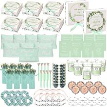 88 Pcs Bridesmaid Proposal Gifts Bridesmaid Box Set Maid Of Include Box Candle Invited Cards Scrunchies Hair Elastics Ties Knotted Bracelets Pens Blue - 綠色 + 現代 - 查看 2