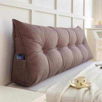 1-Piece Soft Breathable Linen Wedge-Shaped Backrest Pillow | Triangular Headboard Cushion For Ultimate Back Support | Removable Cover Tatami-Style Reading Pillow, Extra-Large For Daybed, Reading, Gaming & TV Watching (150x50x20cm/180x50x20cm)