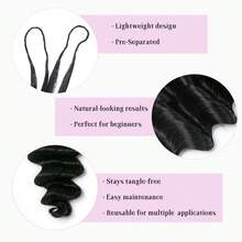 EAYON HAIR Loose Deep Wave Natural Color Crochet Human Hair Bundles Invisible Pre-Separated Human Crochet Hair 14-22 Inch 100 Strands/120G Miracle Knots Crochet Hair For Travel, Vacation, Holiday, Wedding, Summer Beach - Natural Black - 查看 3