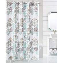 CYPNHookless Alessandra - Cortina de Ducha con Forro de Peva 71 x 74 Pulgadas Blanco Azul y caféFashion - Blanco azul y caf - Ver 3