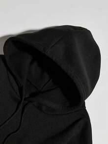 ROOKIE' Unique Letter Print Hoodie, Warm For Autumn/Winter - Black - View 7