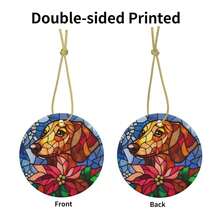 Stained Glass Dachshund Ceramic Christmas Hanging Ornament For Xmas Tree Wedding Holiday Party Home Decor - 臘腸犬 - 查看 3