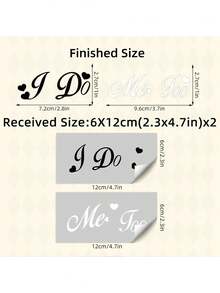 2pcs "I Do/Me Too" Wedding Decoration Stickers, Wedding Party Shoe Stickers, Suitable For Bride And Groom, Waterproof And Removable, For "I Do/Me Too" Wedding Decor Design - Multicolor - View 7