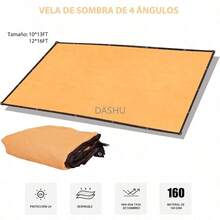 3x4m UV Block Sun Shade Cloth 95% UV Protection, 185GSM Heavy-Duty Shade Sail for Outdoor Patio Garden Activities - Marrón claro - Ver 6