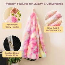 Fundas para sillas de puf de peluche arcoíris sin relleno cómoda funda de silla de puf esponjosa arcoíris para dormitorio almacenamiento de animales de peluche sillas de puf para niños adultos - Arco iris - Ver 6