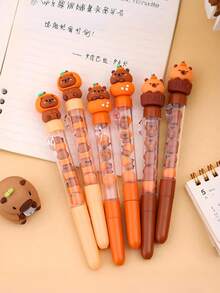 水豚叠叠乐圆珠笔，可爱卡通水豚造型圆珠笔，0.5mm速干顺滑书写文具笔，时尚美观的文具用品，办公用品，学习用品，返校季。