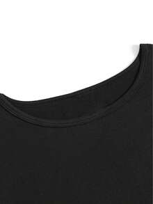 Camiseta de manga corta y cuello redondo para mujer con gráfico impreso "Get Big Fast Fitness" para uso casual y entrenamiento, ideal para el verano y el streetwear - Negro - Ver 3