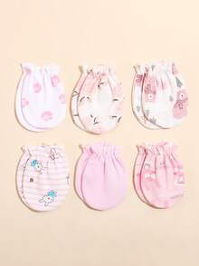 6 pares de manoplas antirasguños para bebés de 0-3M, guantes protectores multicolor para recién nacidos - Multicolor - Ver 3