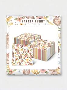 20pcs/Pack Easter Bunny Spring Theme Disposable Paper Napkins, 3-Ply Thickened Watercolor Printed Tissue Paper, Easter Egg Hunt Birthday Party Decor, Rabbit Theme Tableware, Towels - Multicolor - View 7