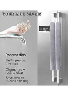 1 Double Door Refrigerator And Oven Handle, Microwave Oven Door Handle Gloves, Essential For Winter Warmth, Prevention Of Hand Frostbite And Protection, Oil Resistant And Heat-Insulating Refrigerator Door Gloves, Refrigerator And Oven Handle, Velvet Protective Cover, Nylon Buckle Gloves