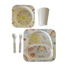 CYPNSet de Vajilla Infantil 5 Piezas Plato Tazón Vaso Cuchara y Tenedor Colorido y . Sin BPA Apto Lavavajillas Ideal para Bebés y Niños Pequeños. Diseño ArcoirisFashion - 227666811 - Ver 2