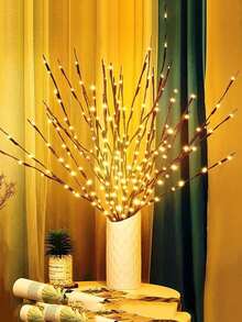 1pc 20LED Brown Artificial Tree Branch Decoration Light, Battery Powered Realistic Twig Fairy String Lights, Indoor Decor Bedroom Lamp, Holiday Party Tabletop Tree Branch Lights, Outdoor Wedding Decoration Realistic Twig Lights - Multicolor - View 6