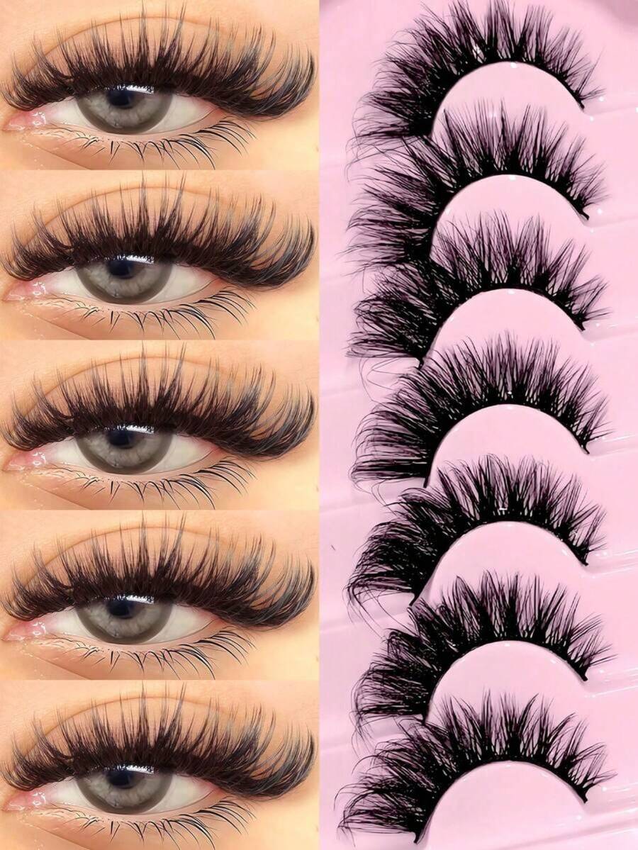 热销7对狐狸眼蓬松柔软假睫毛，猫眼造型，飞扬眼尾，拉长眼型，自然纤长仿貂毛假睫毛，适合度假佩戴 - 交叉款 - 查看 1