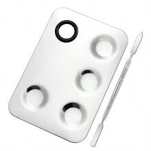 2pcs/Set Stainless Steel Makeup Palette Set With Mixing Spatula, Foundation, Concealer, Lipstick, Eyeshadow Mixing Tray, Easy To Clean Makeup Tools