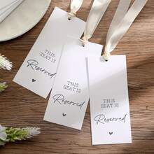 10/20pcs Wedding Chair Reservation Cards With Ribbons, Reserved Seat For Ceremony And Party Events, Perfect Party Supplies (Green/Beige Available) - Multicolor - View 4