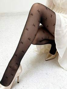 1双女士踩脚连裤袜，黑色紧身裤，时尚情人节礼物，适合日常休闲穿着，女士连体袜，女士丝袜，女士时尚套装，性感连裤袜，高腰设计，弹力紧身，内衣款式，情人节礼物，送女友的礼物，丝袜 - 黑色 - 查看 4