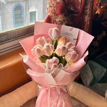 DIY手工莲花花束制作套装，送给女朋友、闺蜜的独特礼物，适合妇女节、生日、情人节等场合，充满心意的自制礼物 - 彩色 - 查看 10