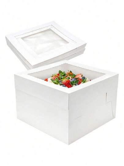 1 قطعة صندوق كيك شفاف من الأعلى وأبيض من الأسفل بقطر 6 بوصة، صندوق تغليف كيك/خبز، مناسب لحفلات عيد الميلاد، محل الكيك، عرض البسكويت والهدايا متعددة الطبقات، عيد الحب، عيد الربيع وصناديق هدايا المناسبات الأخرى، الشريط غير مشمول