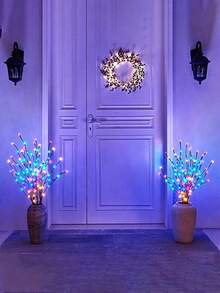 1pc 20LED Brown Artificial Tree Branch Decoration Light, Battery Powered Realistic Twig Fairy String Lights, Indoor Decor Bedroom Lamp, Holiday Party Tabletop Tree Branch Lights, Outdoor Wedding Decoration Realistic Twig Lights - Multicolor - View 8