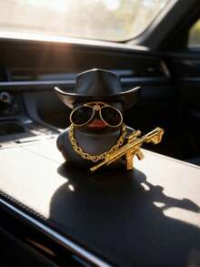 Cool Duck With Sunglasses & Gold Chain Car Dashboard Decor - Adorable Car Accessory For Women, Funny Animal Figurine With Toy Accessory For Car Interior,  Car Decor For Center Console, Cute Gift Idea And Car Essential Accessory - A - Xem 4