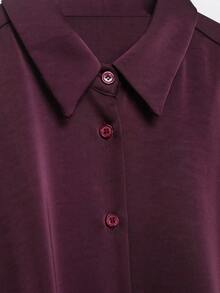 Áo kiểu satin tay phồng thời trang DEEKA dành cho nữ, kiểu dáng đa năng kết hợp phong cách Âu và Mỹ, thích hợp cho mùa xuân/hè. - Màu tím đậm - Xem 6