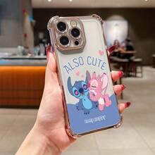 This Disney Lilo & Stitch Phone Case, Featuring Cartoon Characters Like Stitch And Angel, Boasts A Cute And Playful Design, A Simple And Stylish Appearance, And A Smooth And Comfortable Feel. It Offers Camera Protection, A Transparent And Fashionable Back Panel, And Reinforced Corners For Effective Drop Protection, Making It An Ideal Choice For Young People. This Phone Case Is Compatible With IPhone 17/16/15/14/13/...12/11/XR/XS/X Series And SamsungGalaxy S22, S23, S24, And S25 Series Phones. It's The Perfect Gift For Friends And Family. - 銀色 - 查看 7