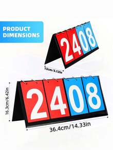 1 pieza Marcador plegable portátil de 4 dígitos, resistente al agua y al polvo, adecuado para voleibol de sacos de arena, baloncesto, fútbol, tenis de mesa y otros deportes interiores/exteriores, pantalla de doble cara - Multicolor - Ver 2