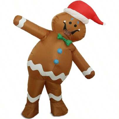 Disfraz Navideo de Jengibre para Adulto, Disfraz Galleta de Jengibre, Disfraz Navideo Hombre, Divertido Disfraz para Adultos, Diseo de Pan de Inflable Galleta de Jengibre, Gingerbread Decor