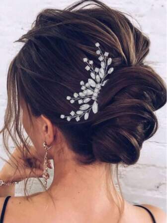 1件新娘合金水晶发梳头饰，适合婚礼、派对、聚会等场合