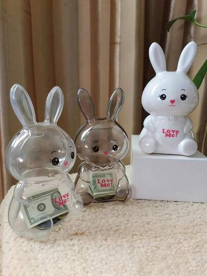 Hucha creativa y linda de conejo, alcancía de plástico de gran capacidad y resistente a caídas, caja de ahorros con diseño de dibujos animados, adecuada para todas las temporadas, regalos de Pascua, Halloween y Navidad