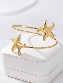 1pc Fashionable Casual Starfish Arm Cuff Bracelet, Beach Resort Accessory For Women,Summer,Jewellery - Gold - View 3